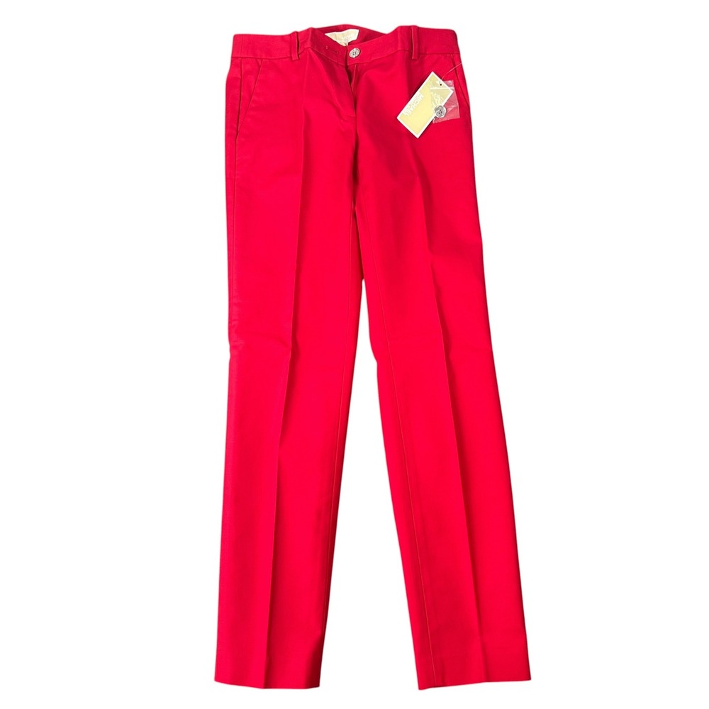 Michael Kors Women Fashion Basics Red Blaze Straight Leg Pants Size 0